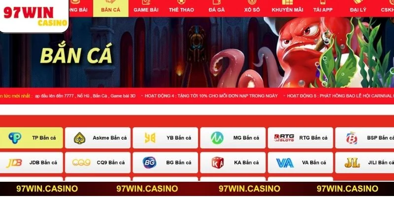 Sảnh bắn cá 97WIN đẳng cấp với đồ họa sống động và cơ hội săn thưởng cực lớn